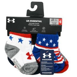 60 Bulk 6pk 0-6m Boys Stars & Stripes Essentials Qtr Socks