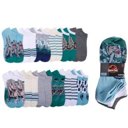 48 Bulk 12pk Boys Jurassic World Roar Ns Socks Size 4-8