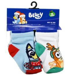 60 Bulk 10pk 12-24m Boys Bluey Xmas Joy Qrt Socks