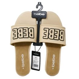 12 Bulk Women Nude Fashion Sandal Wrubber Bebe Logo 6-Asst Size