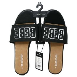 12 Bulk Women Blk Fashion Sandal Wrubber Bebe 6-Asst Size