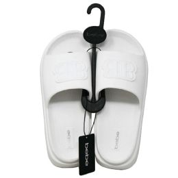 12 Bulk WHITE BEBE WOWEN EVA SLIDE wDOUBLE B RUBBER PATCH 5-ASST SIZE