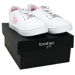 18 Bulk TODDLER GIRLS WHITE SNEAKER wHEART GLITTER CONFETTI ON PVC HEART BEBE 6-ASST SIZE