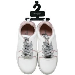 12 Bulk Girls Blush Court Low Top Sneaker Wpiecing & Emboss Script Bebe 6-Asst Size