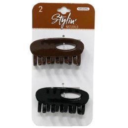 144 Bulk 2pc Hair Claw Clips Brn Blk