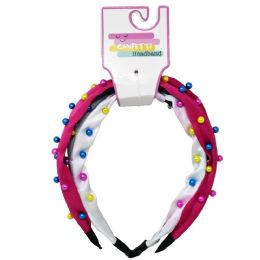 24 Bulk 2pc Bead Headbands Set Knotted Confett