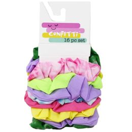 24 Bulk 16pc Tie Dye Hair Scrunchie Set Confetti