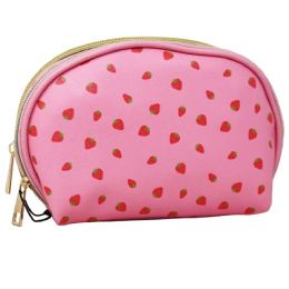 40 Bulk Strawberry Print Dbl Zipper Cosmetic Bag