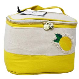 18 Bulk NATURAL/YELLOW LEMON APPLIQUE TRAIN CASE DABNEY LEE