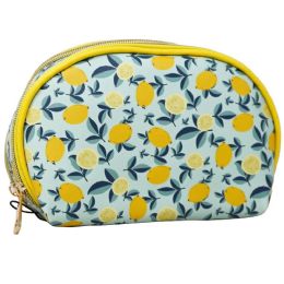 40 Bulk Lemon Print Dbl Zipper Cosmetic Bag