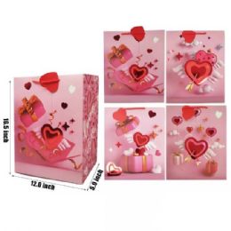 72 Bulk Valentine's 17x12 Gift Bag Hearts
