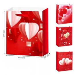 72 Bulk Valentine's 13x10 Gift Bags Heart Balloons