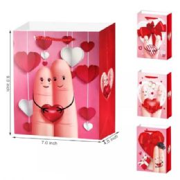 72 Bulk Valentine's 9x7 Gift Bags Finger Heart