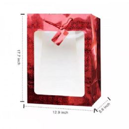 48 Bulk Valentine's Red 18x13 Window Gift Bag