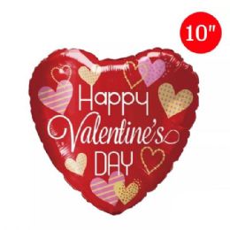 72 Bulk 10 Inch Valentine's Foil Balloon Red Hearts