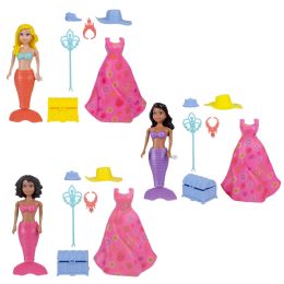 24 Bulk 7" WinD-Up Mermaid Dress Up Playset