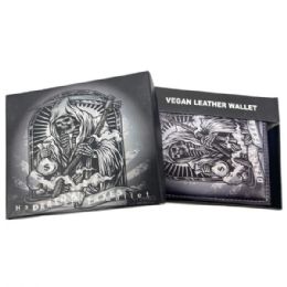 12 Bulk Faux Leather Bifold Wallet In Black With Death Taxes Design