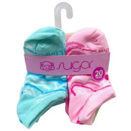8 Bulk 20 Pack Sugar No Show Big Girls Socks Size 5 - 6.5