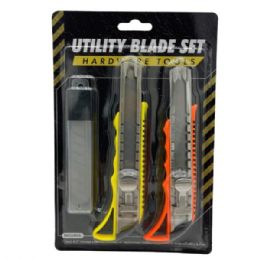 24 Bulk Utility Blade Set With Grip Handle Cutters And 3 Extra Blades