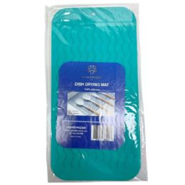 20 Bulk Dish Drying Mat 100% Silicone 12" X 6" In Cream Green