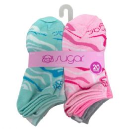 8 Bulk 20 Pack Sugar No Show Big Girls Socks Size 9-11