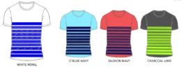 48 Bulk Boys Crew Neck Striped Printed T-Shirt