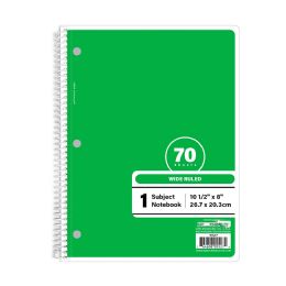 48 Bulk W/r 70 Ct. 1-Subject Green Spiral Notebook
