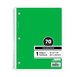 48 Bulk C/r 70 Ct. 1-Subject Green Spiral Notebook