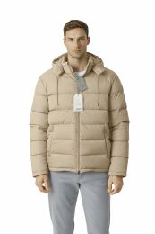 12 Bulk Yacht & Smith Warm Down Insulated Mens Hooded Winter Jacket Assorted Sizes S-Xl Beige