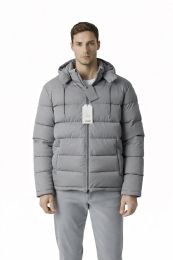 12 Bulk Yacht & Smith Warm Down Insulated Mens Hooded Winter Jacket Assorted Sizes S-Xl Silver Gray