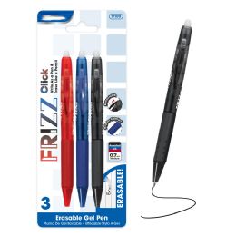 144 Bulk Frizz Assorted Color Erasable Gel Retractable Pen With Grip (3/pack)