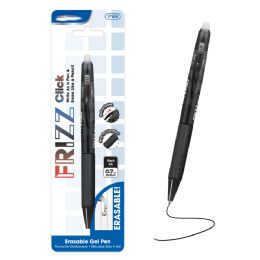 144 Bulk Frizz Black Erasable Gel Retractable Pen With Grip