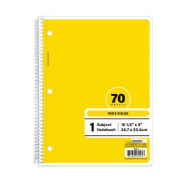 48 Bulk W/r 70 Ct. 1-Subject Yellow Spiral Notebook