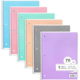 48 Bulk W/r 70 Ct. 1-Subject Pastel Spiral Notebook