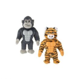 24 Bulk Tough Plush Muscle Gorilla And Tiger Dog Toys