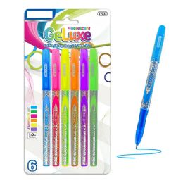 24 Bulk GeLuxe 6 Fluorescent Color Gel Roller Pen