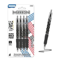 24 Bulk 1.4 mm Tip Black Tech Ink Retractable Pen with Cushion Grip