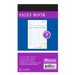 24 Bulk 50 Sets 3 11/32" X 5 5/8" 2-Part Carbonless General Purpose Sales Book
