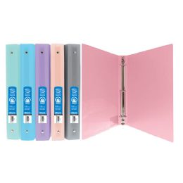 48 Bulk 1" Pastel Color Poly 3-Ring Binder W/ Pocket