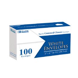 48 Bulk #6 3/4 White Envelopes W/ Gummed Closure (100/pc)