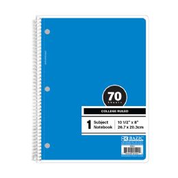 24 Bulk C/r 70 Ct. 1-Subject Blue Spiral Notebook