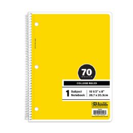 24 Bulk C/r 70 Ct. 1-Subject Yellow Spiral Notebook