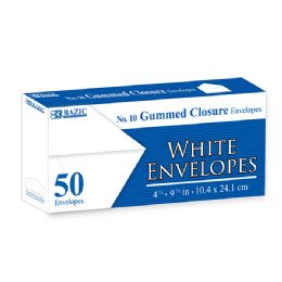 48 Bulk #10 White Envelopes W/ Gummed Closure (50/pc)