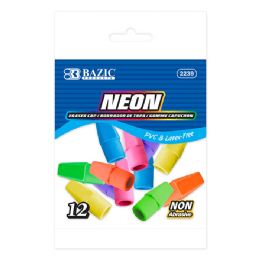 288 Bulk Neon Eraser Cap (12/pc)