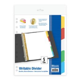 24 Bulk White Paper Dividers W/ 5-Writable Color Tabs