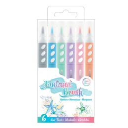 144 Bulk Fantasia 6 Pastel Colors Washable Brush Markers