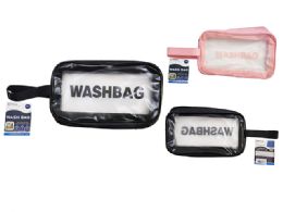 96 Bulk Wash Bag With Single Strap (black,pink) - 9.75x6x3-Inch
