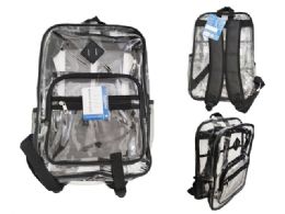 24 Bulk Clear Backpack With Two Mesh, Front Pocket And Two Organizer 