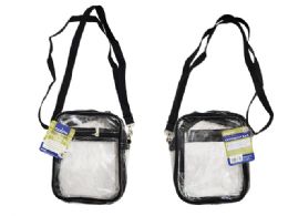 24 Bulk Clear Crossbody Bag With Front Pocket - 8.25X6.5X2.6" STRAP 56-inch L LONGEST X0.75' W