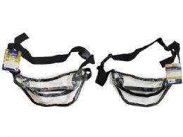 24 Bulk Clear Waist Bag With Black Stitch Strap
